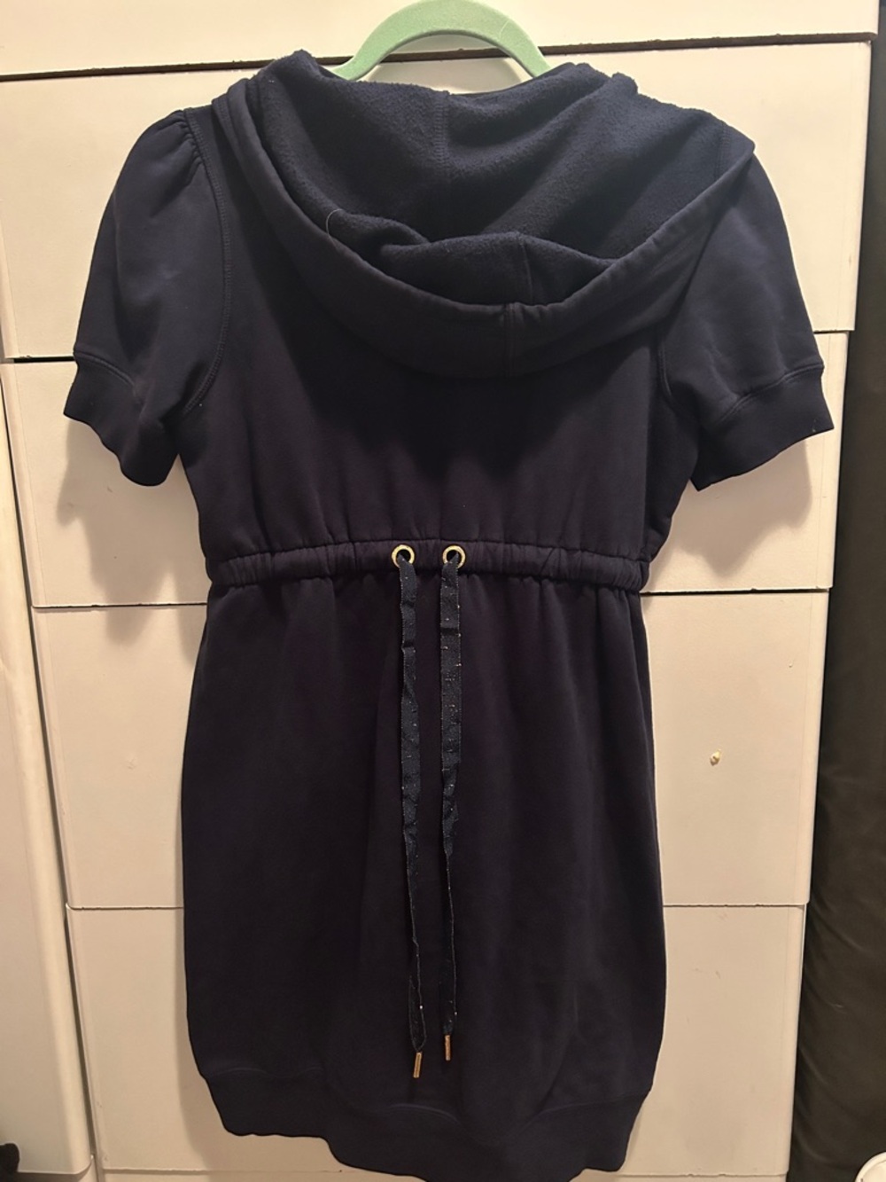 Vintage Juicy Couture Navy Zip-Front Hooded Short-Sleeve Dress - Picture 6 of 7